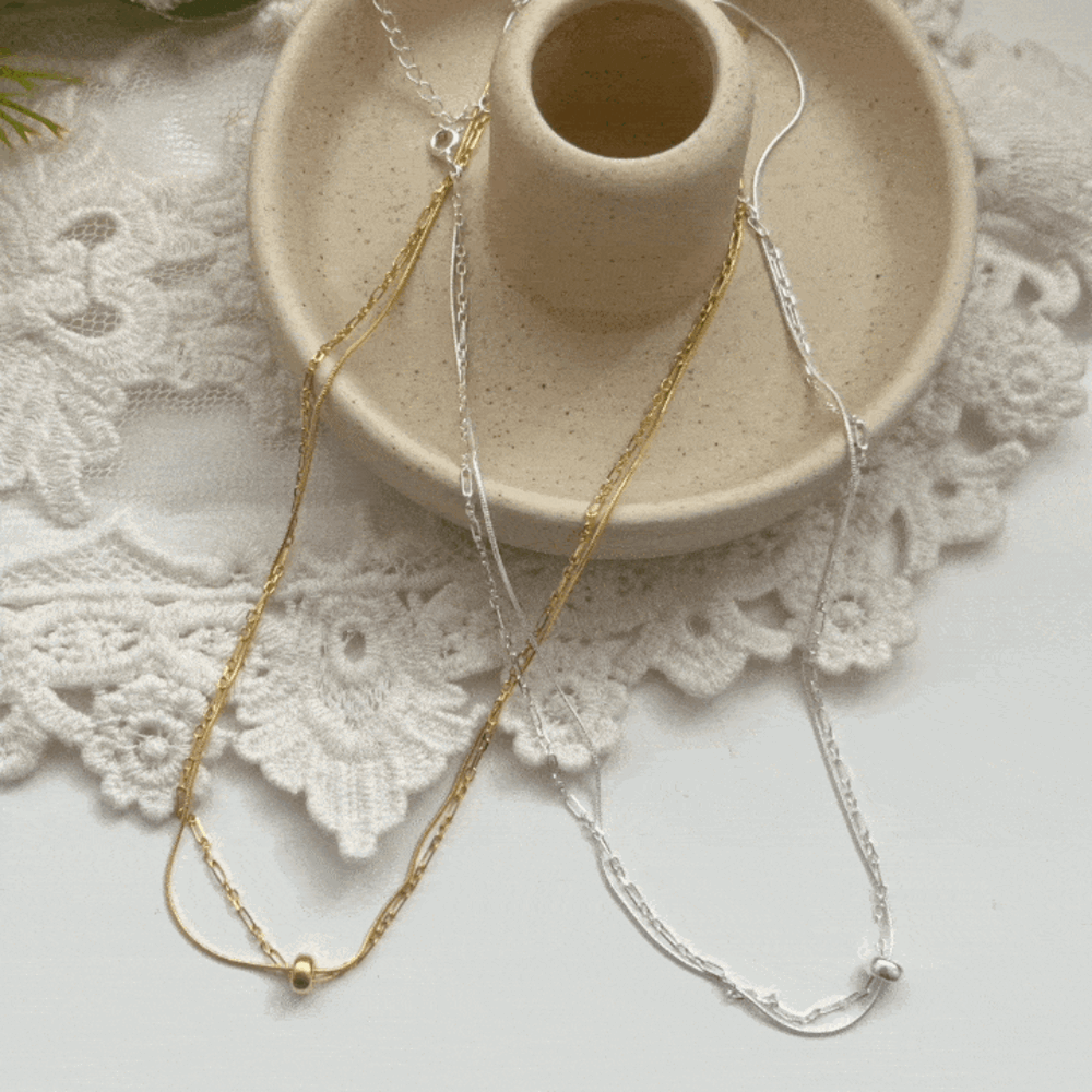 chain and snake line layered necklace