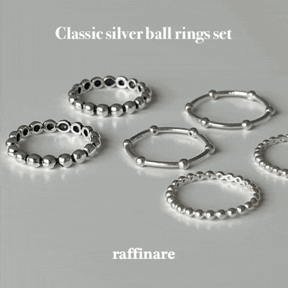 Classic silver ball rings set