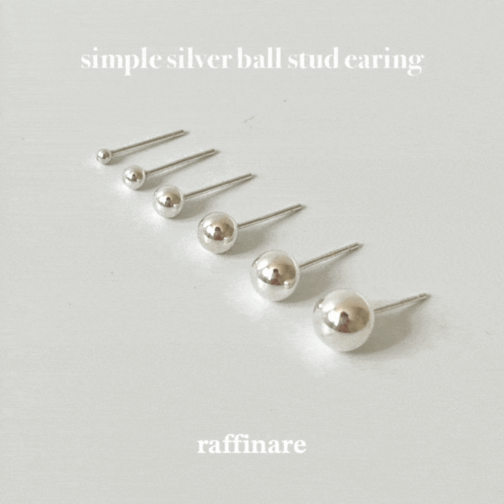 [1+1] simple silver ball stud earing