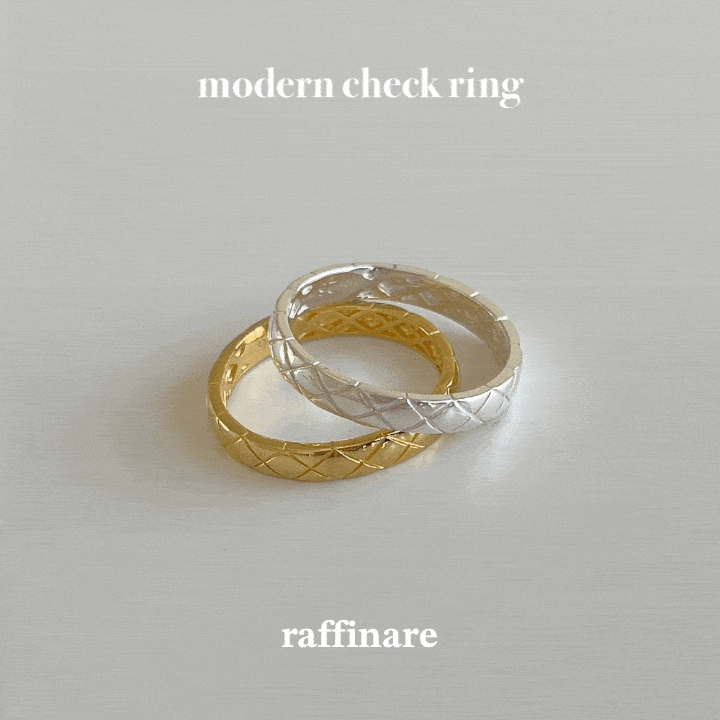 modern check silver ring